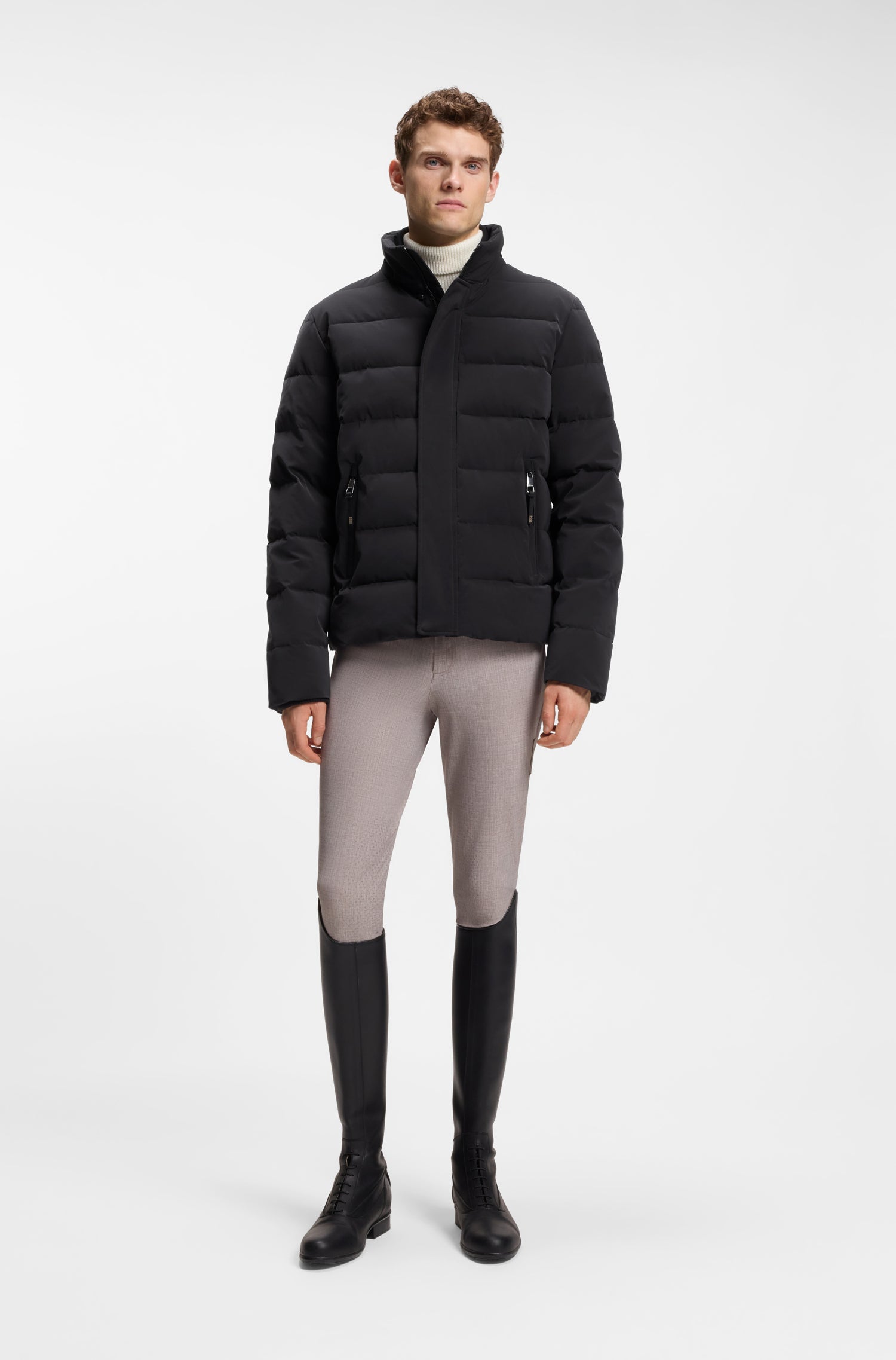 Boss Equestrian Jamie Puffer Velvet Jas Heren - Zwart