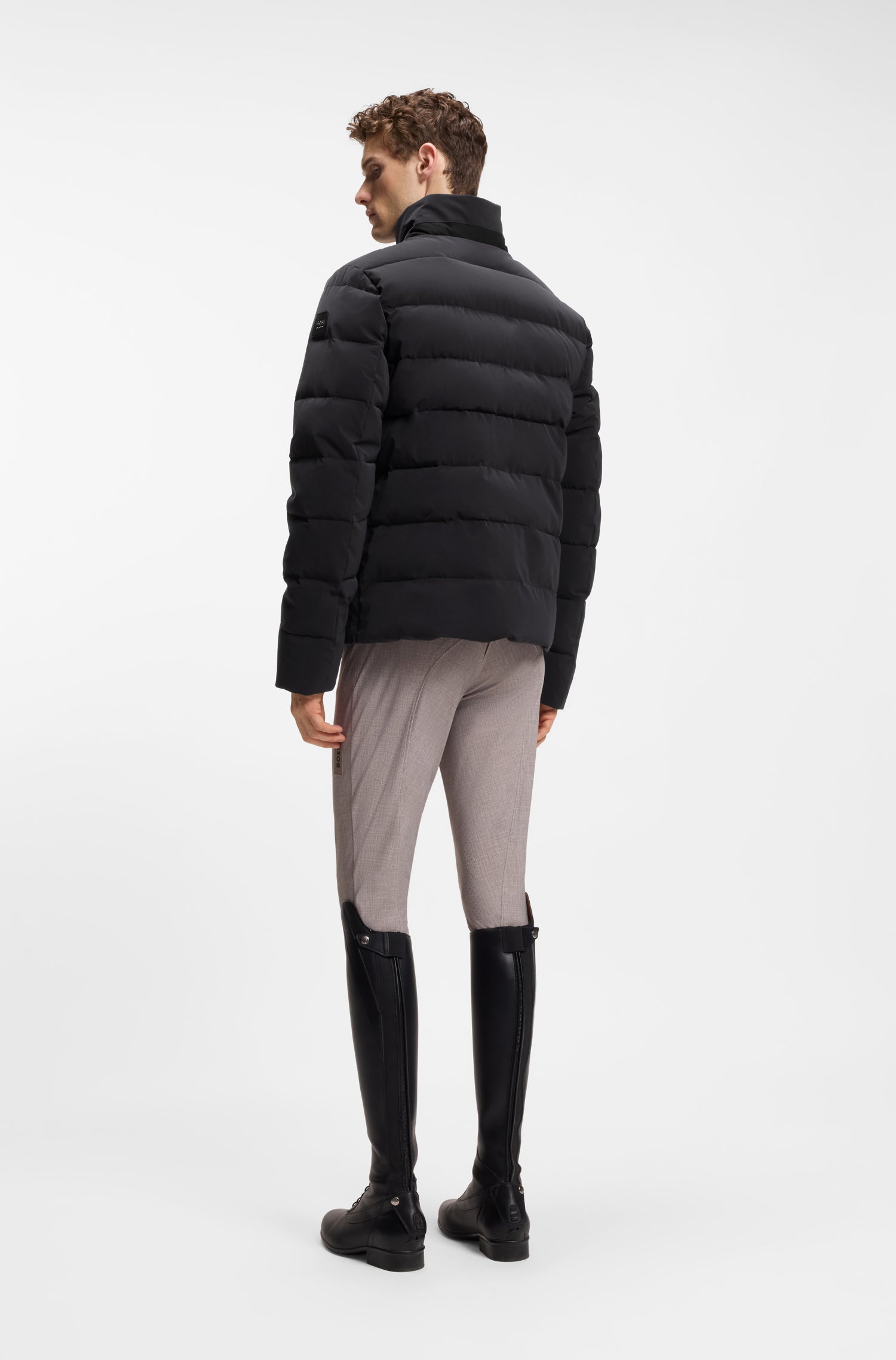 Boss Equestrian Jamie Puffer Velvet Jas Heren - Zwart