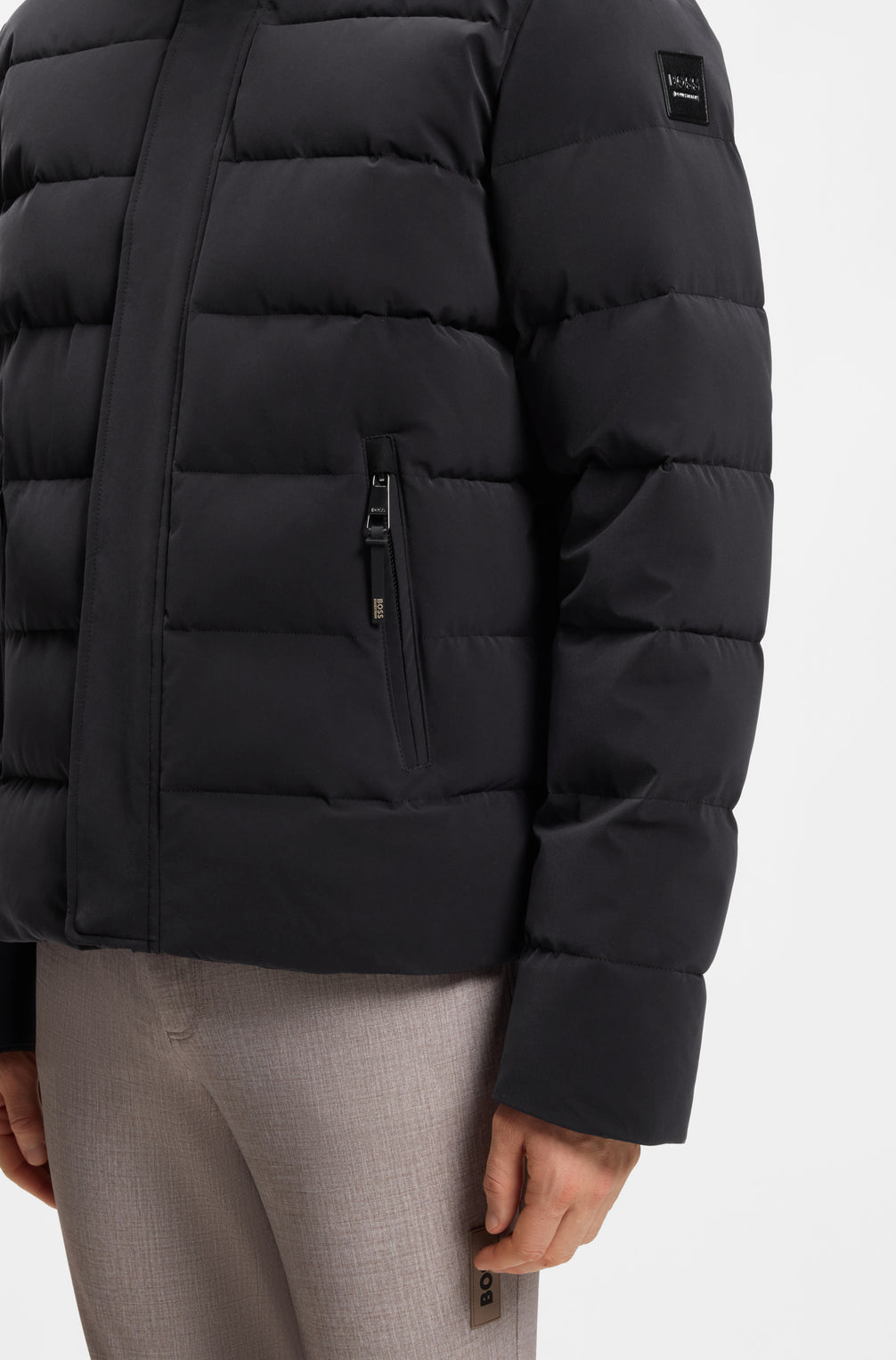 Boss Equestrian Jamie Puffer Velvet Jas Heren - Zwart