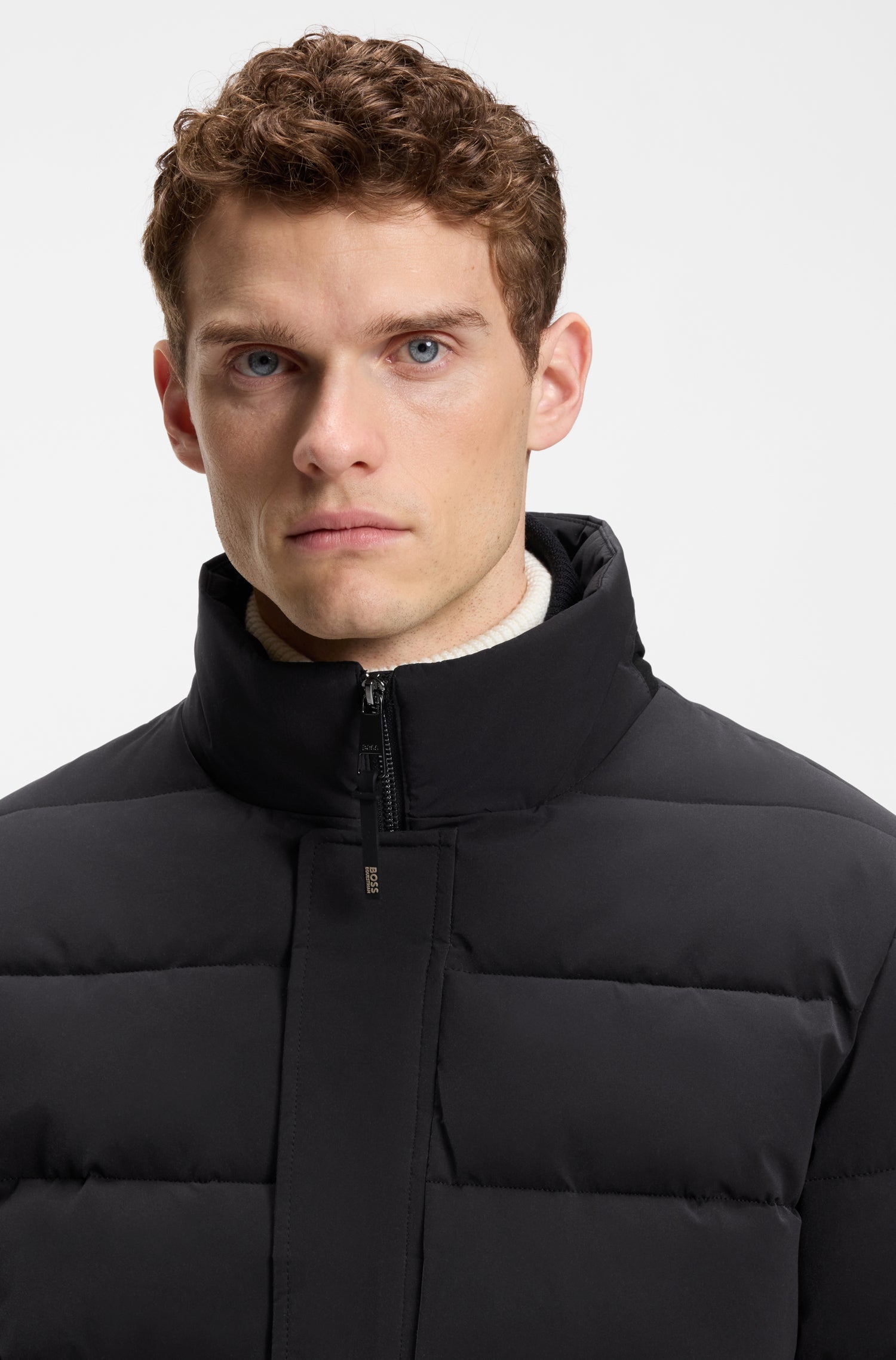 Boss Equestrian Jamie Puffer Velvet Jas Heren - Zwart