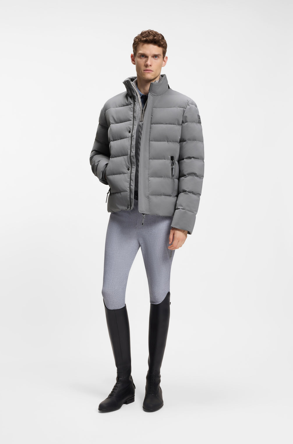 Boss Equestrian Jamie Puffer Velvet Jas Heren - Sharkskin
