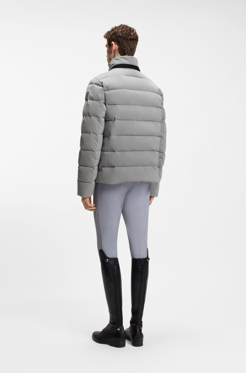 Boss Equestrian Jamie Puffer Velvet Jas Heren - Sharkskin