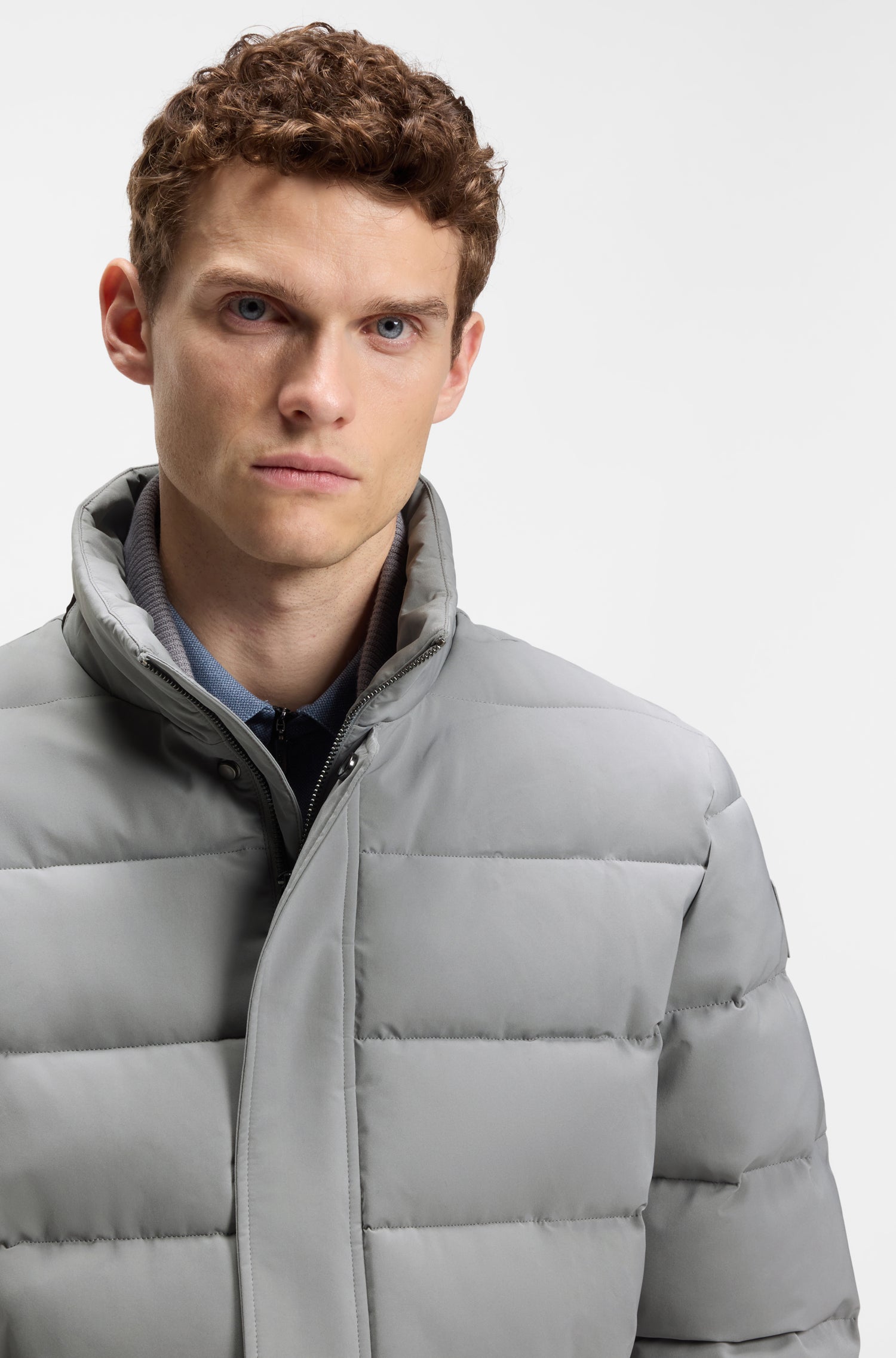 Boss Equestrian Jamie Puffer Velvet Jas Heren - Sharkskin