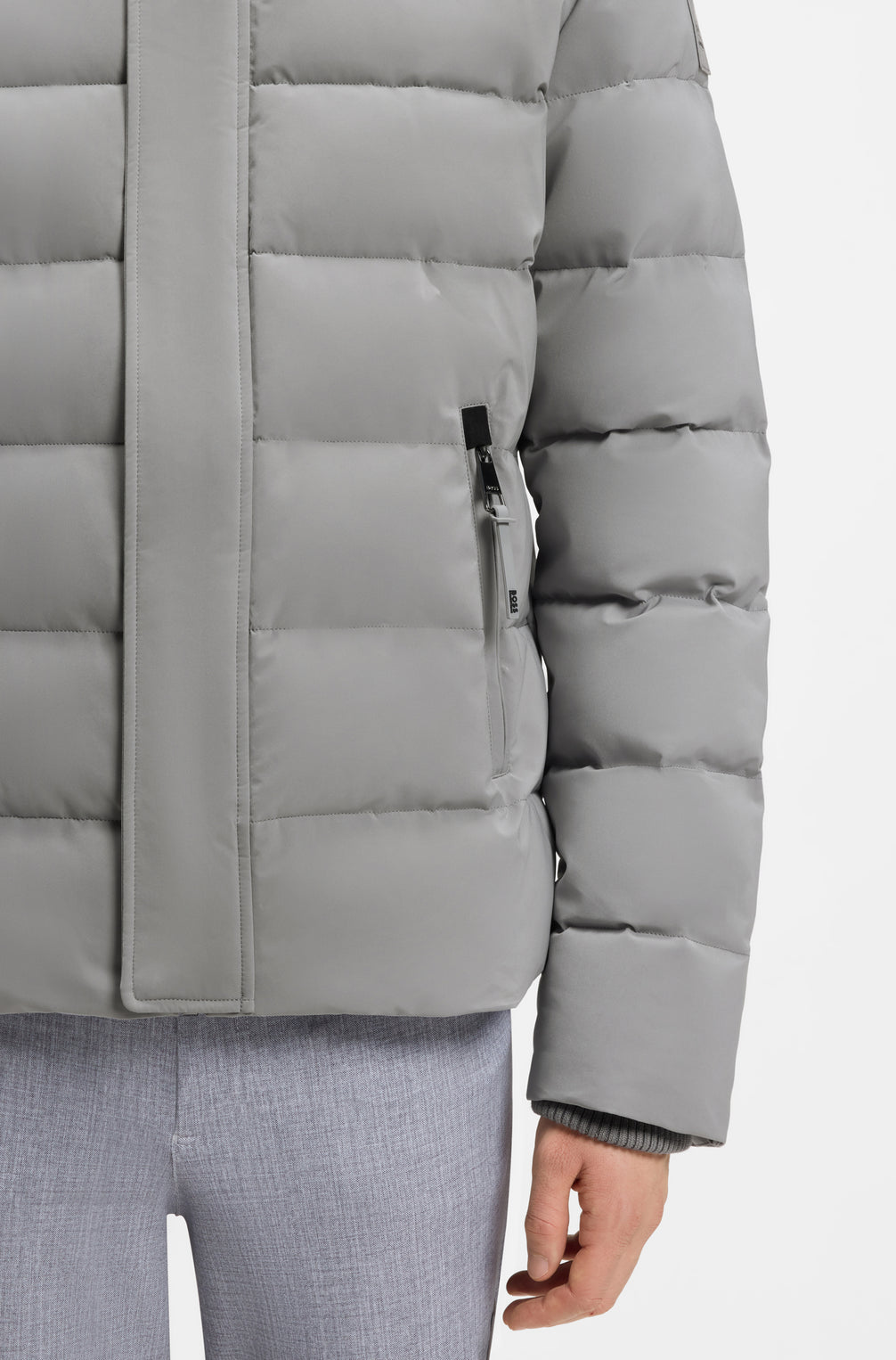 Boss Equestrian Jamie Puffer Velvet Jas Heren - Sharkskin