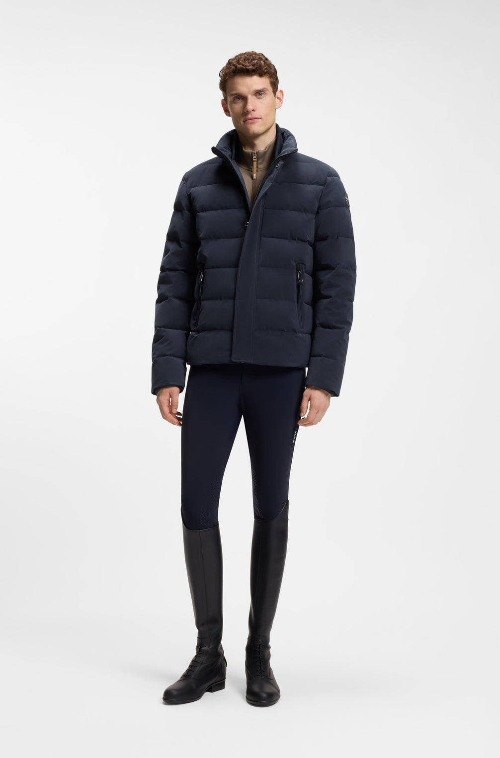 Boss Equestrian Jamie Puffer Velvet Jas Heren - Sky Captain