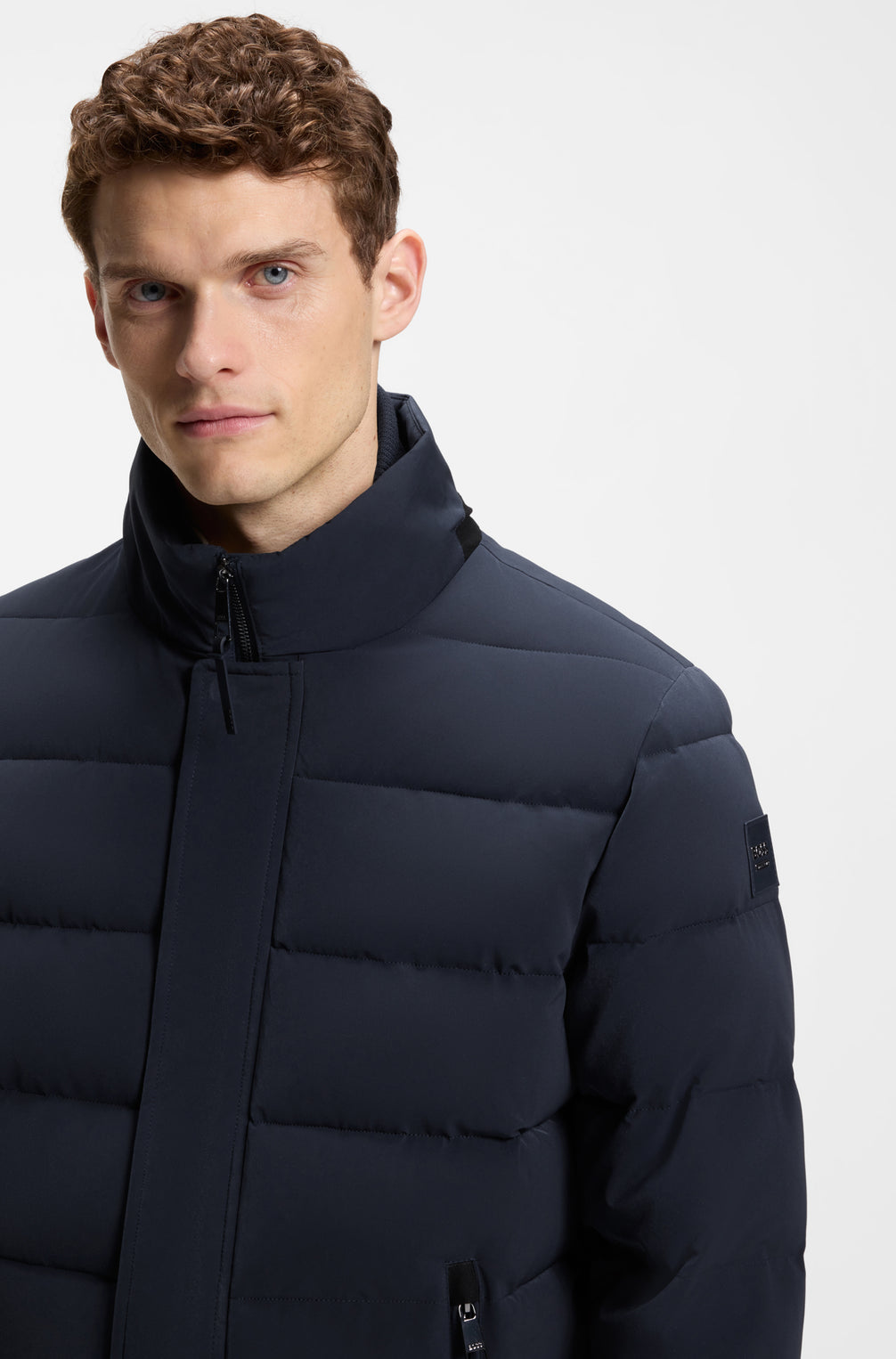 Boss Equestrian Jamie Puffer Velvet Jas Heren - Sky Captain