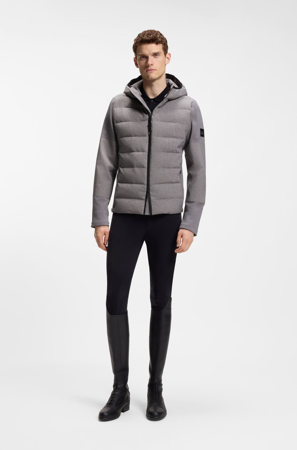 Boss Equestrian Jeff Hybrid Puffer Jas Heren Grijs