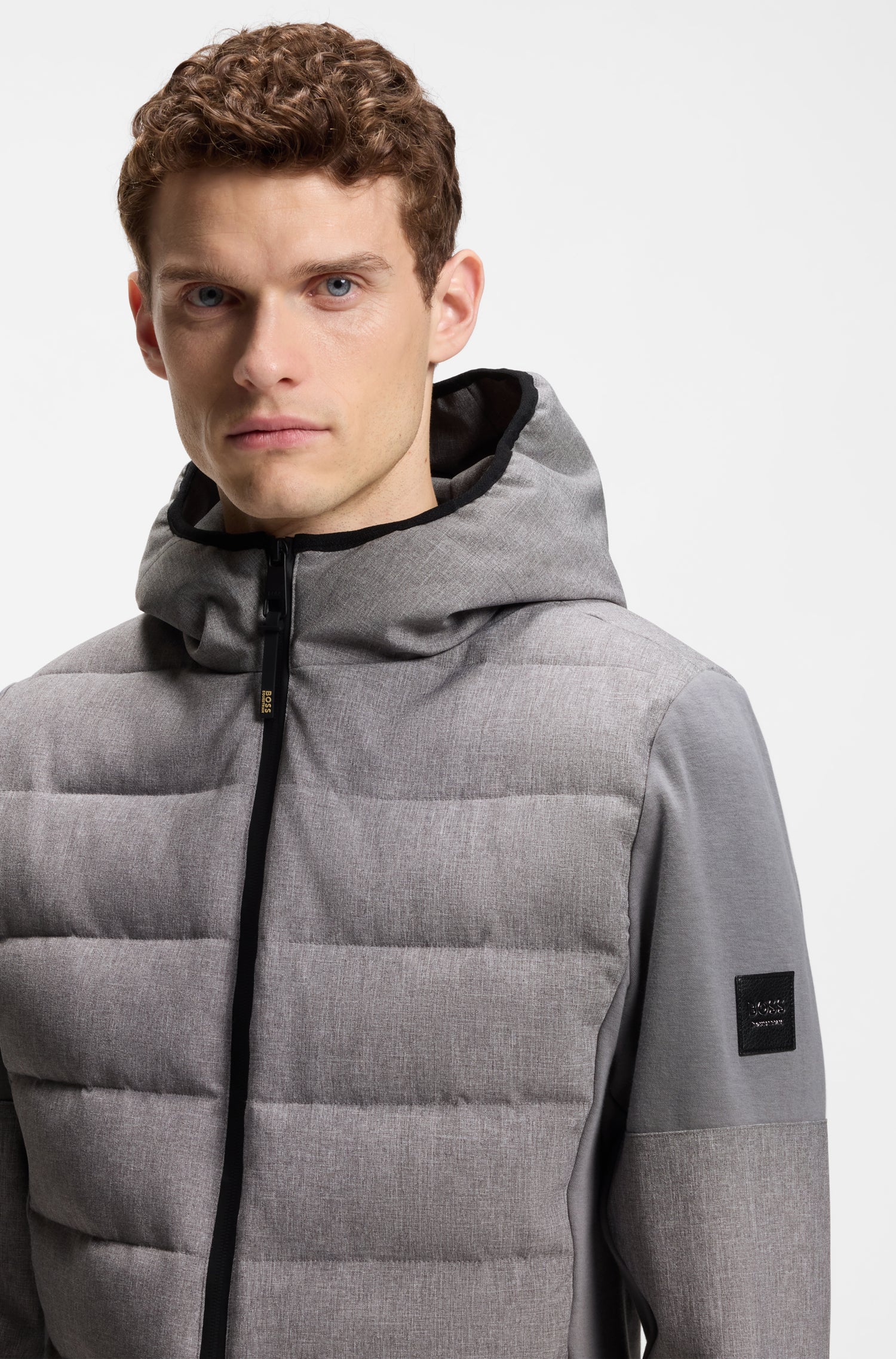 Boss Equestrian Jeff Hybrid Puffer Jas Heren Grijs