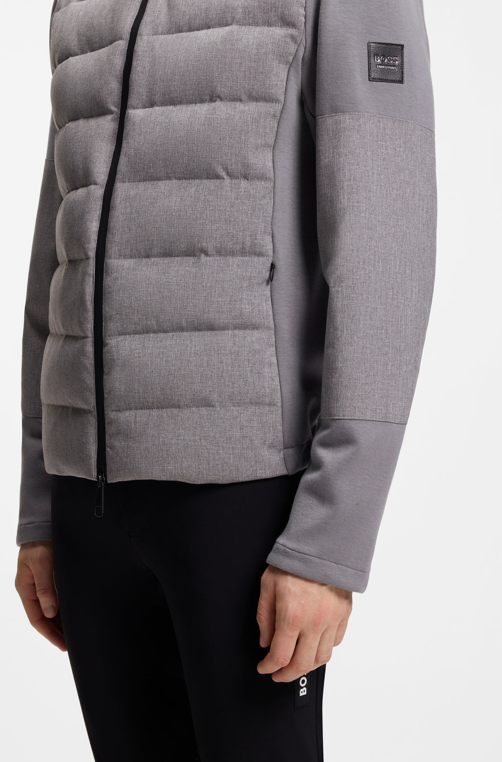 Boss Equestrian Jeff Hybrid Puffer Jas Heren Grijs