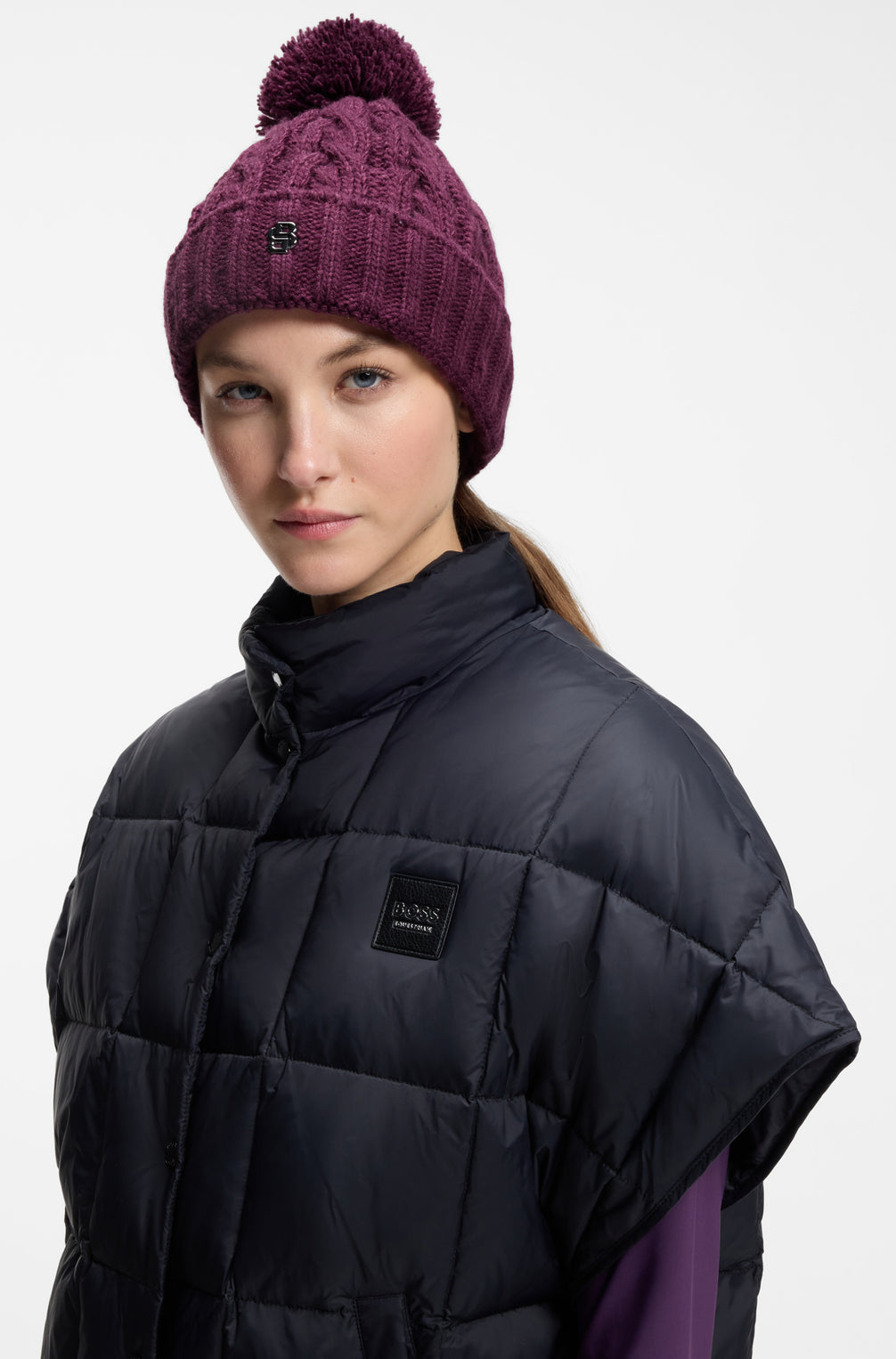 Boss Equestrian Bella Beanie Bobble Deep Purple