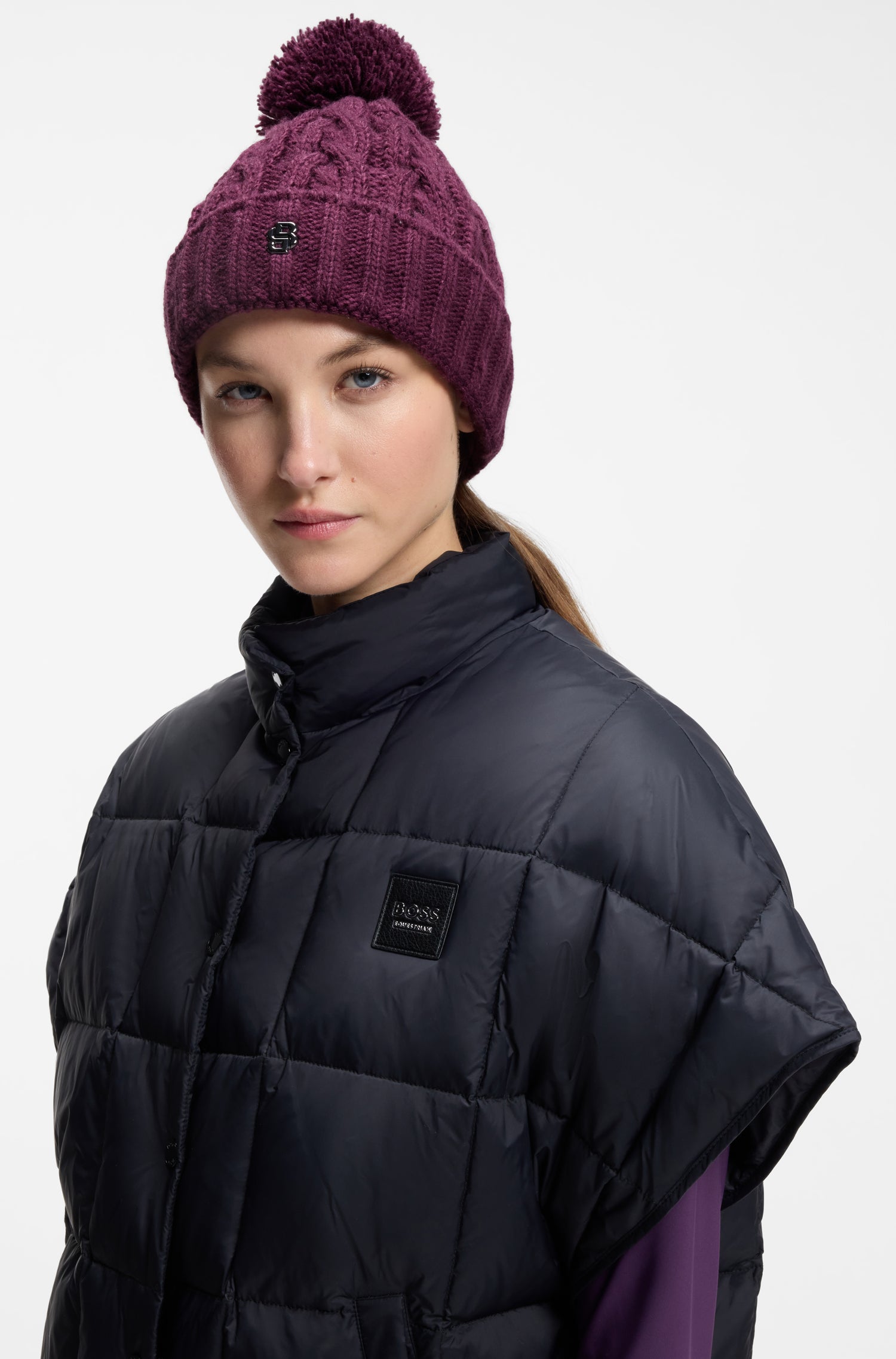 Boss Equestrian Bella Beanie Bobble Deep Purple