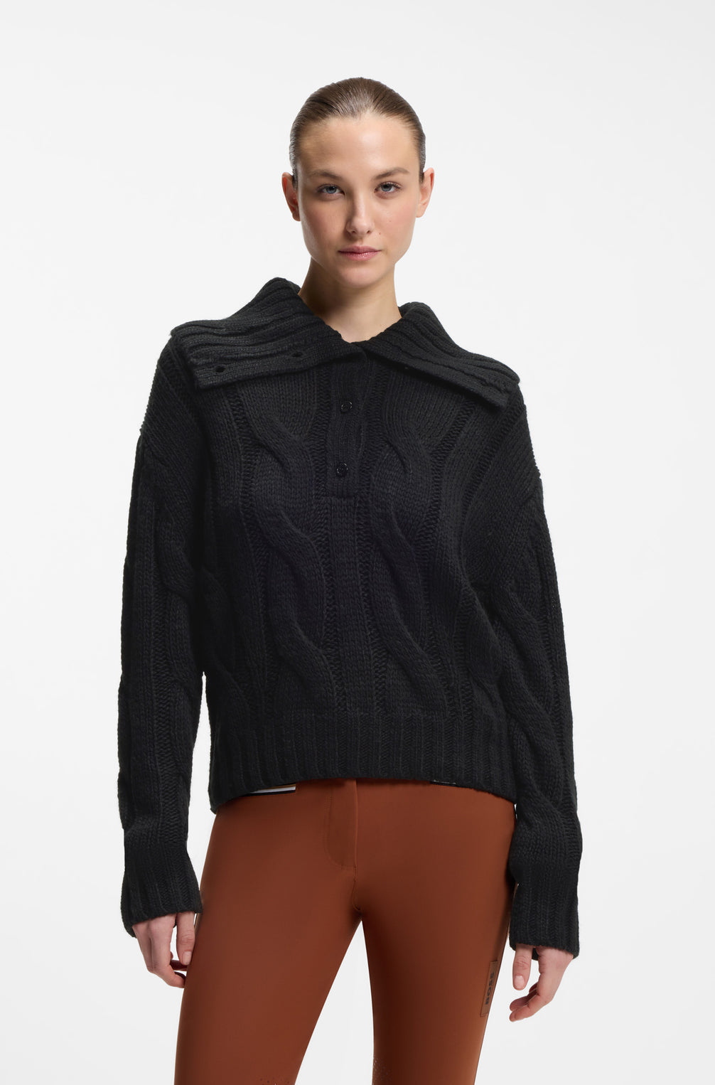 Boss Equestrian Eve Heavy Knit Troyer Dames Zwart