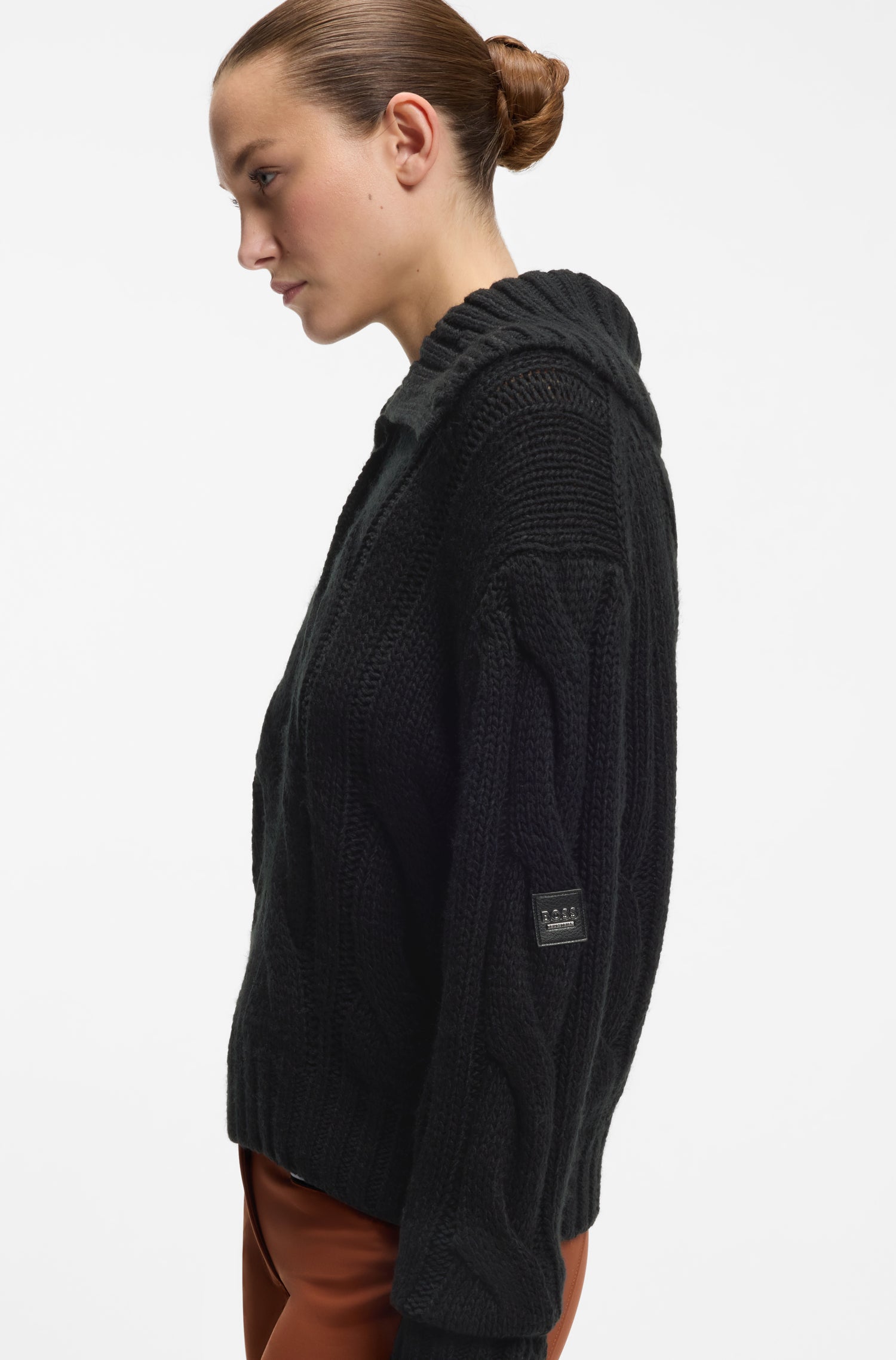 Boss Equestrian Eve Heavy Knit Troyer Dames Zwart