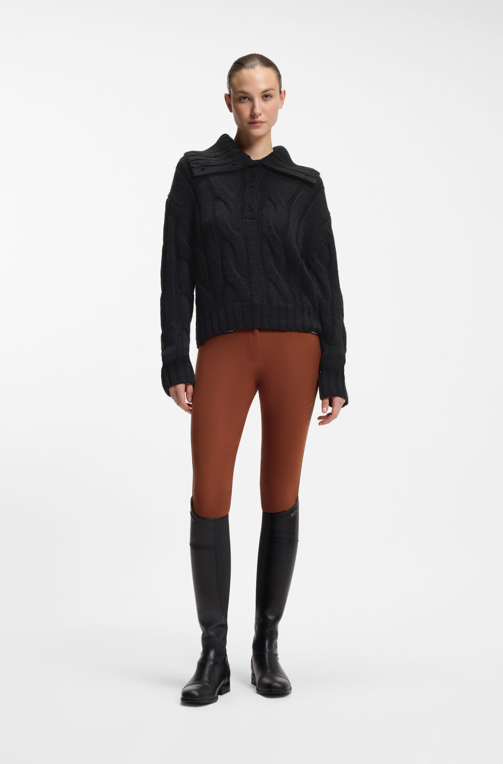 Boss Equestrian Eve Heavy Knit Troyer Dames Zwart
