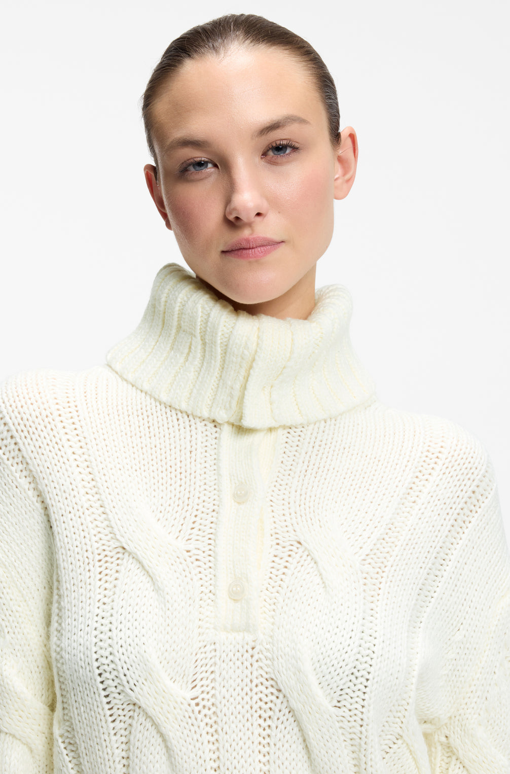Boss Equestrian Eve Heavy Knit Troyer Dames Soft Cream