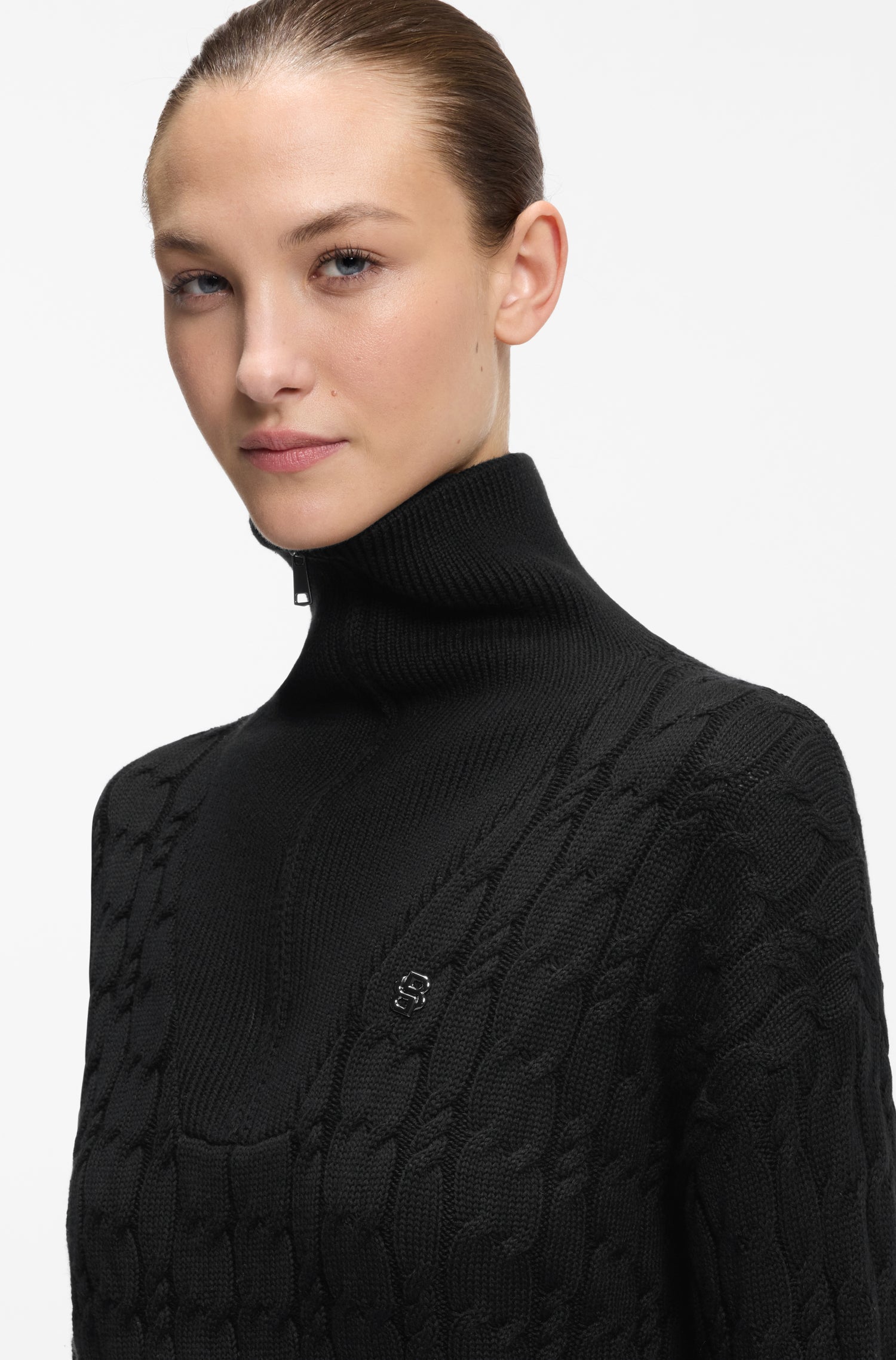 Boss Equestrian Ella Knit Zip Troyer Dames - Zwart