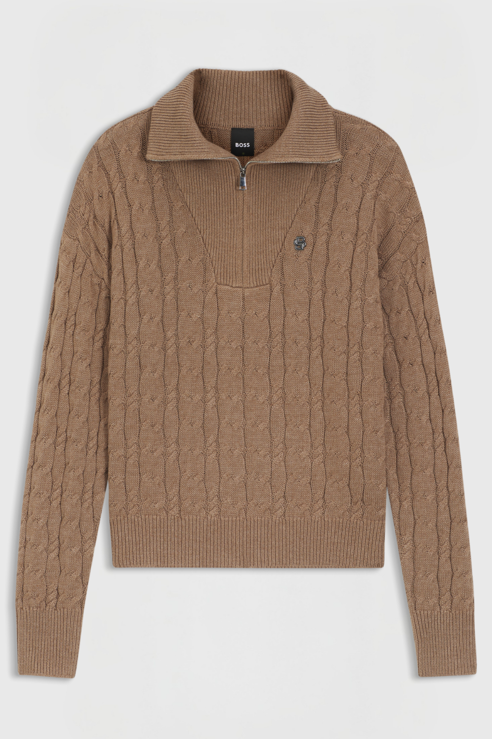 Boss Equestrian Ella Knit Zip Troyer Dames - Walnut