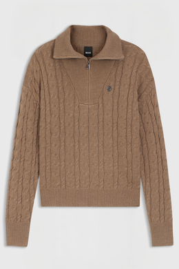 Boss Equestrian Ella Knit Zip Troyer Dames - Walnut