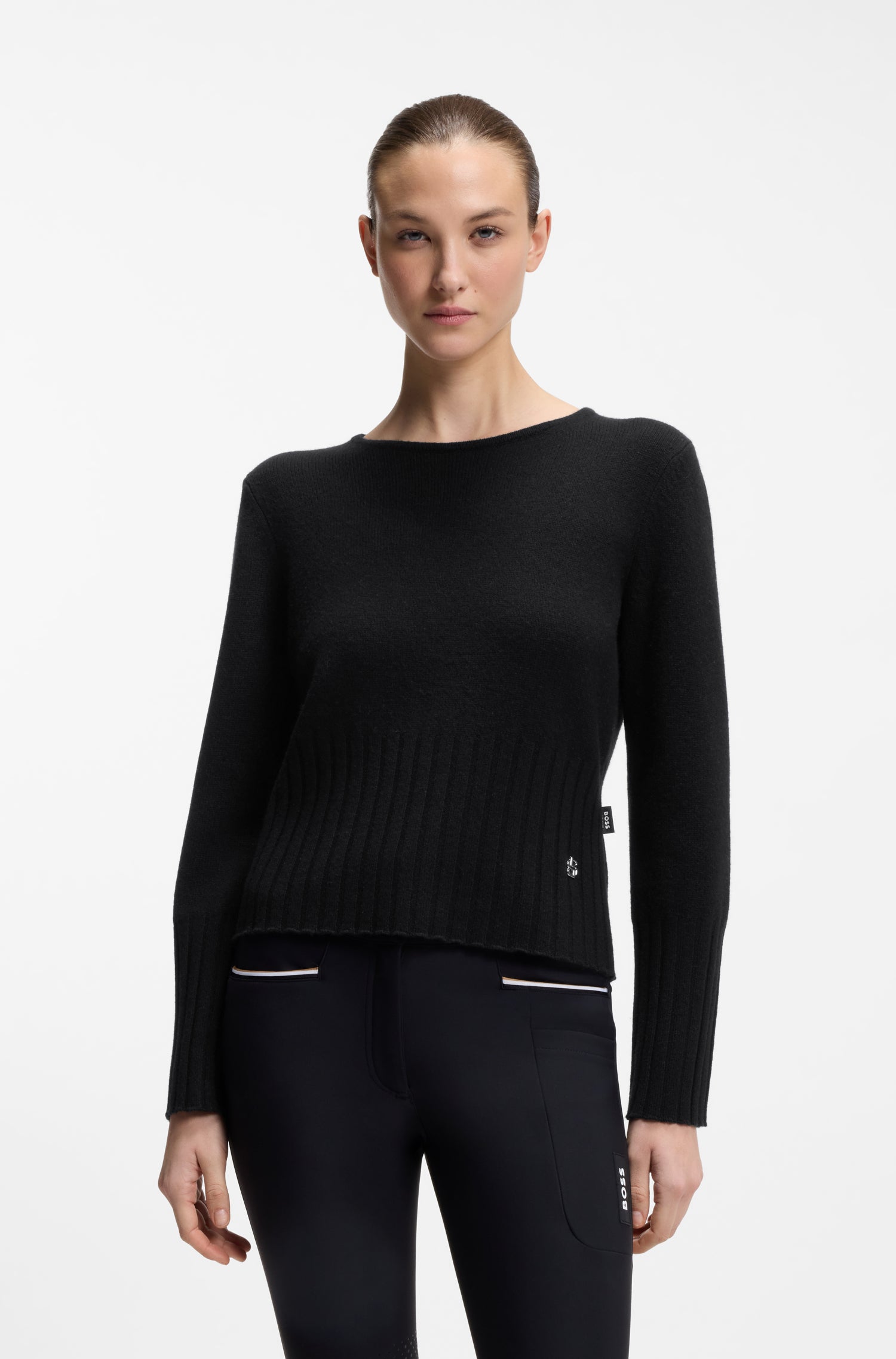 Boss Equestrian Erin Luxury Knit Trui Dames Zwart