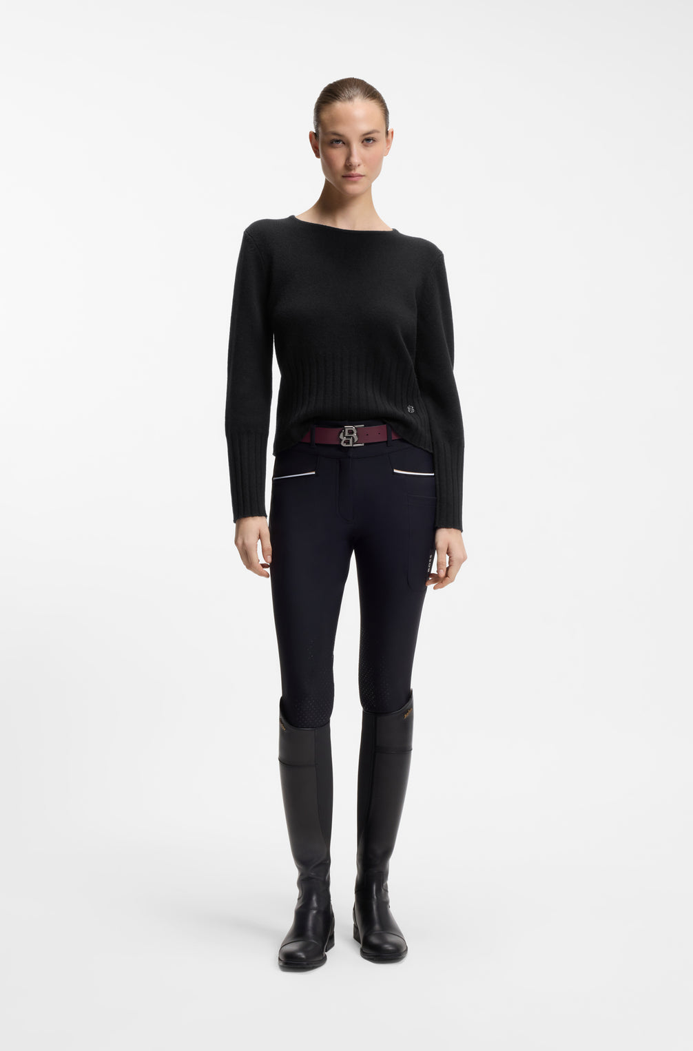 Boss Equestrian Erin Luxury Knit Trui Dames Zwart
