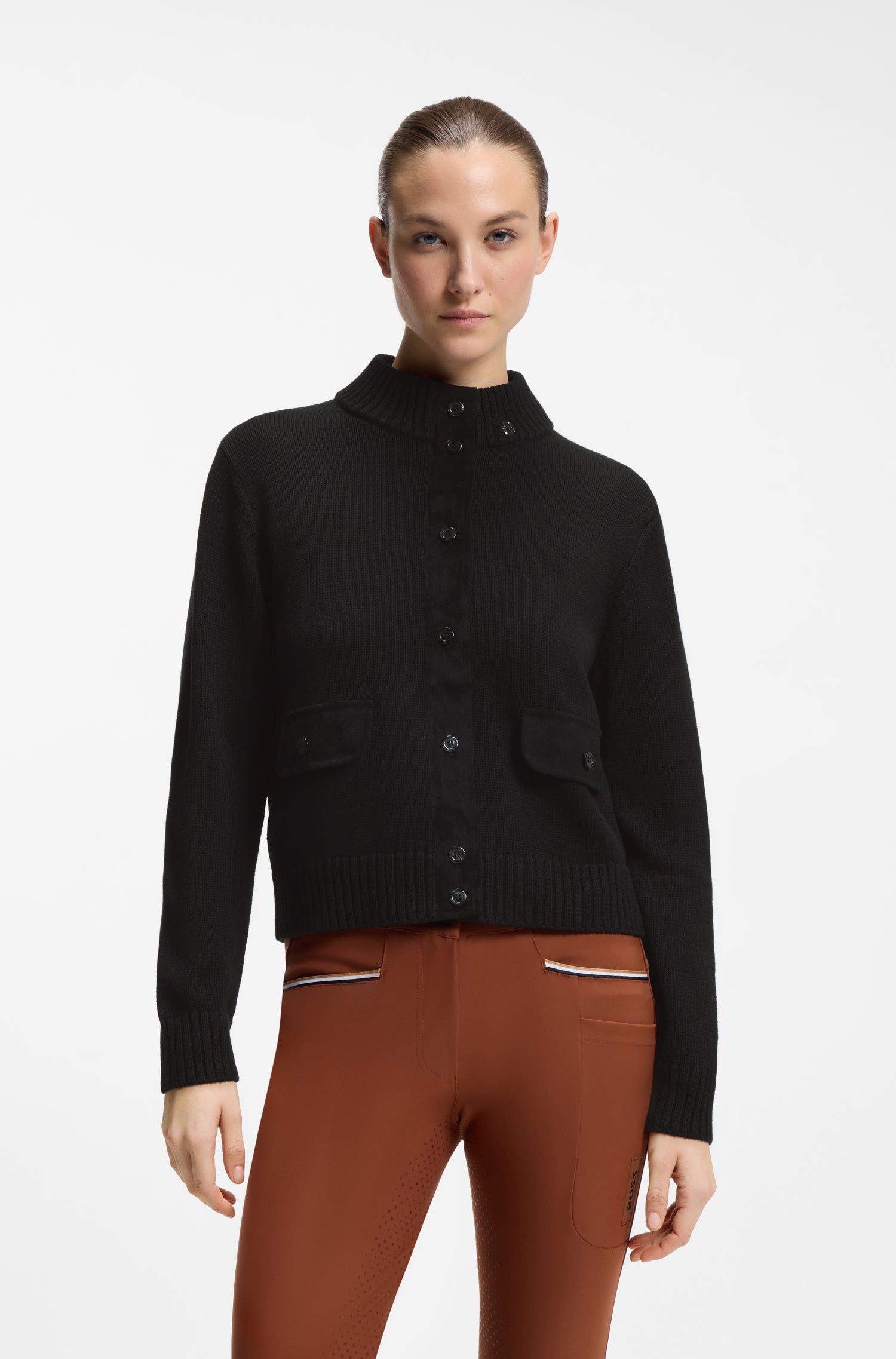 Boss Equestrian Elony Knitwear Cardigan Vest Dames Zwart