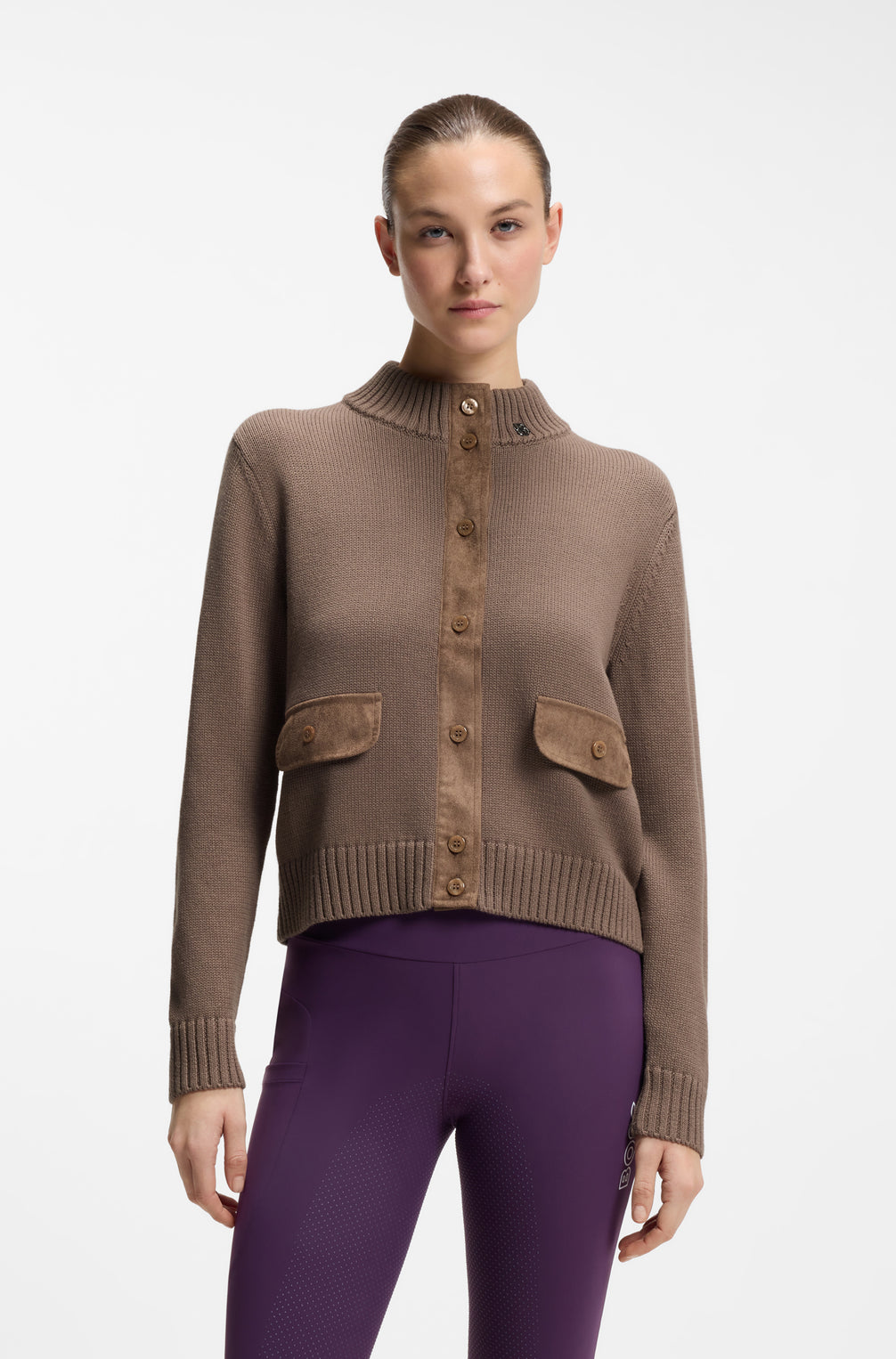 Boss Equestrian Elony Knitwear Cardigan Vest Dames Walnut