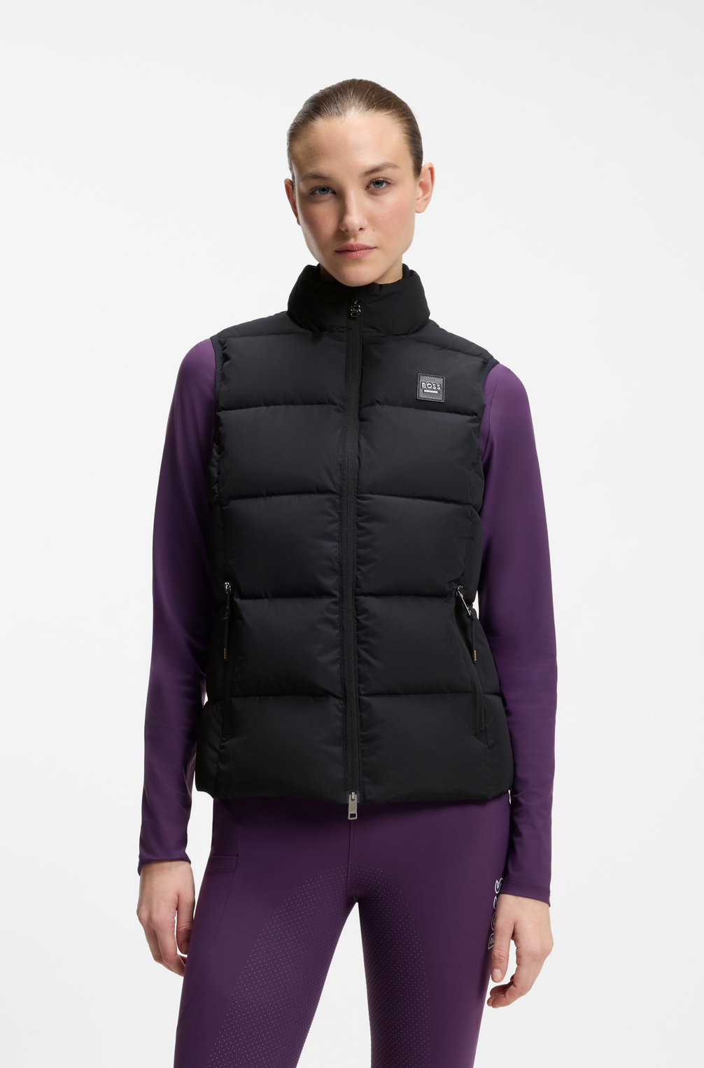 Boss Equestrian Viola Knitted Puffer Bodywarmer Dames Zwart
