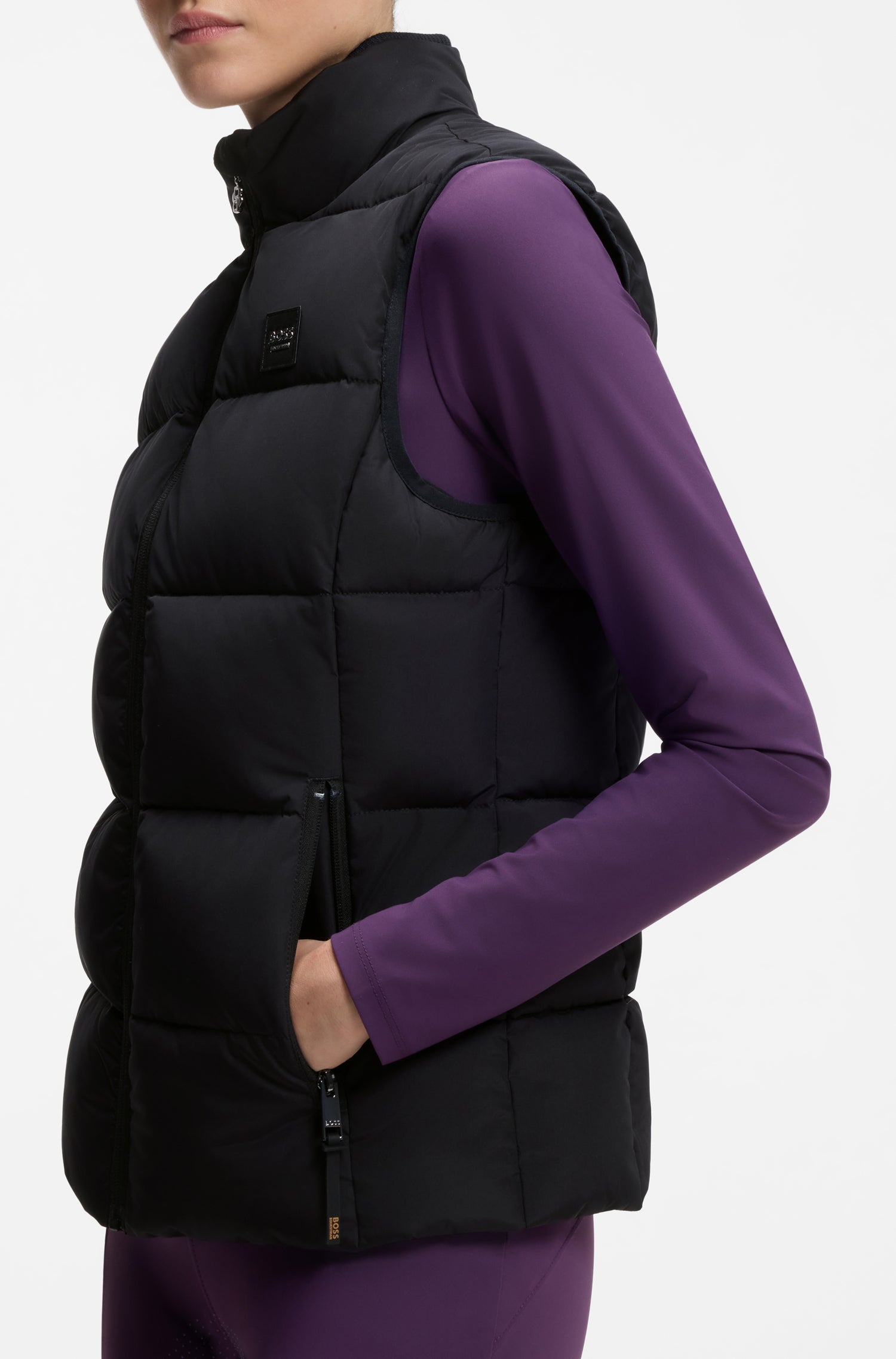 Boss Equestrian Viola Knitted Puffer Bodywarmer Dames Zwart