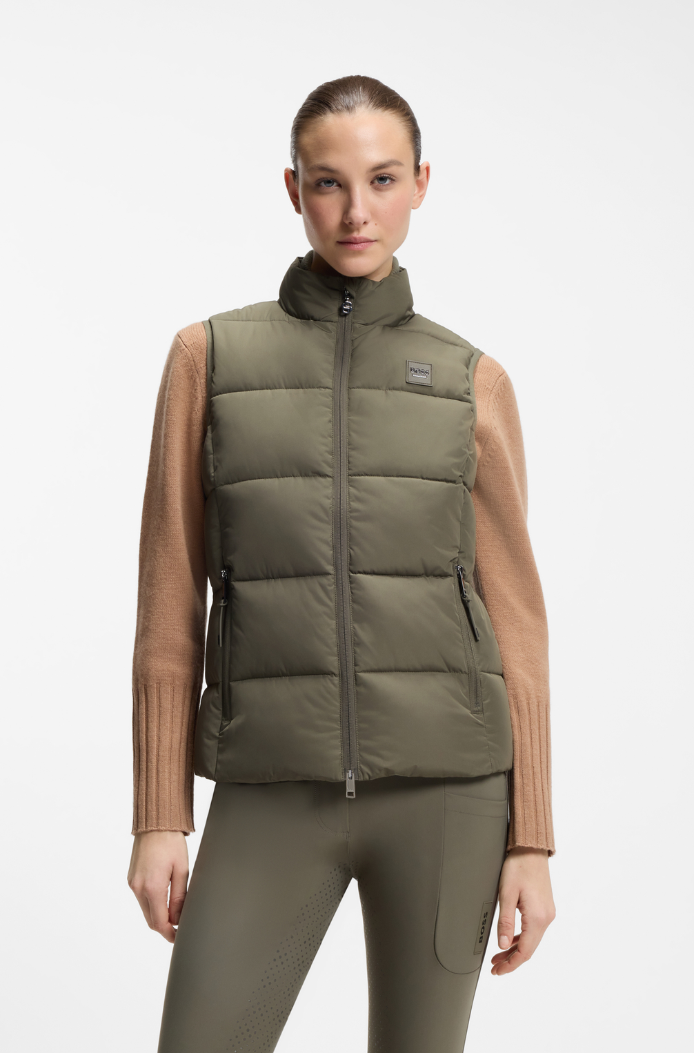 Boss Equestrian Viola Knitted Puffer Bodywarmer Dames Tealeaf