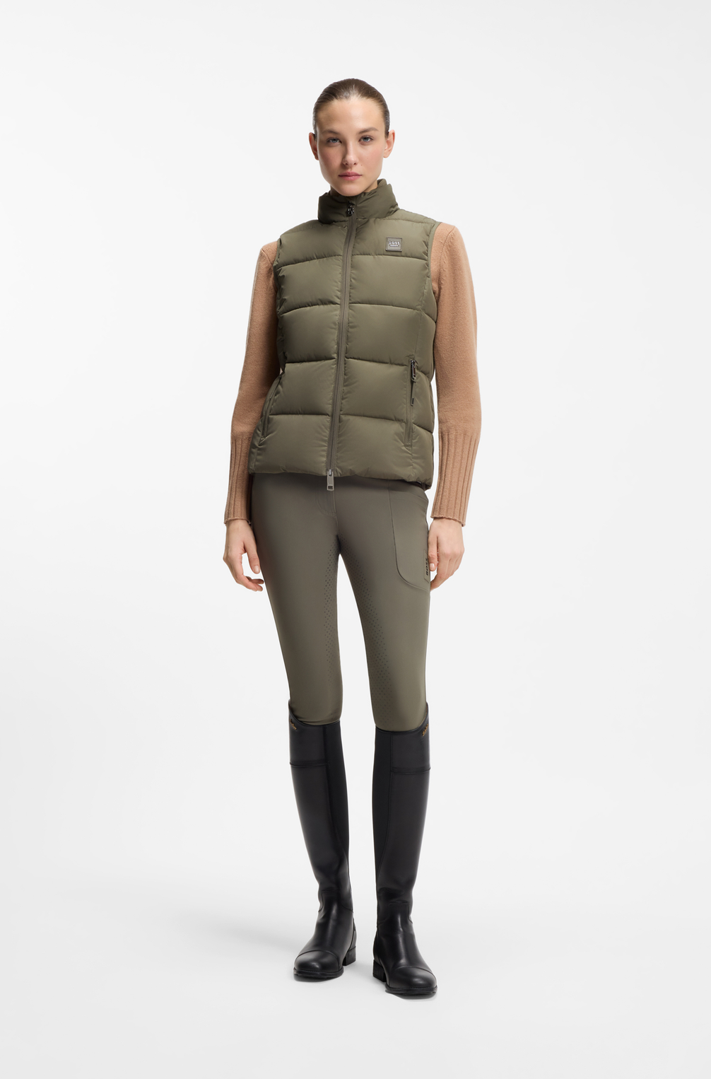 Boss Equestrian Viola Knitted Puffer Bodywarmer Dames Tealeaf