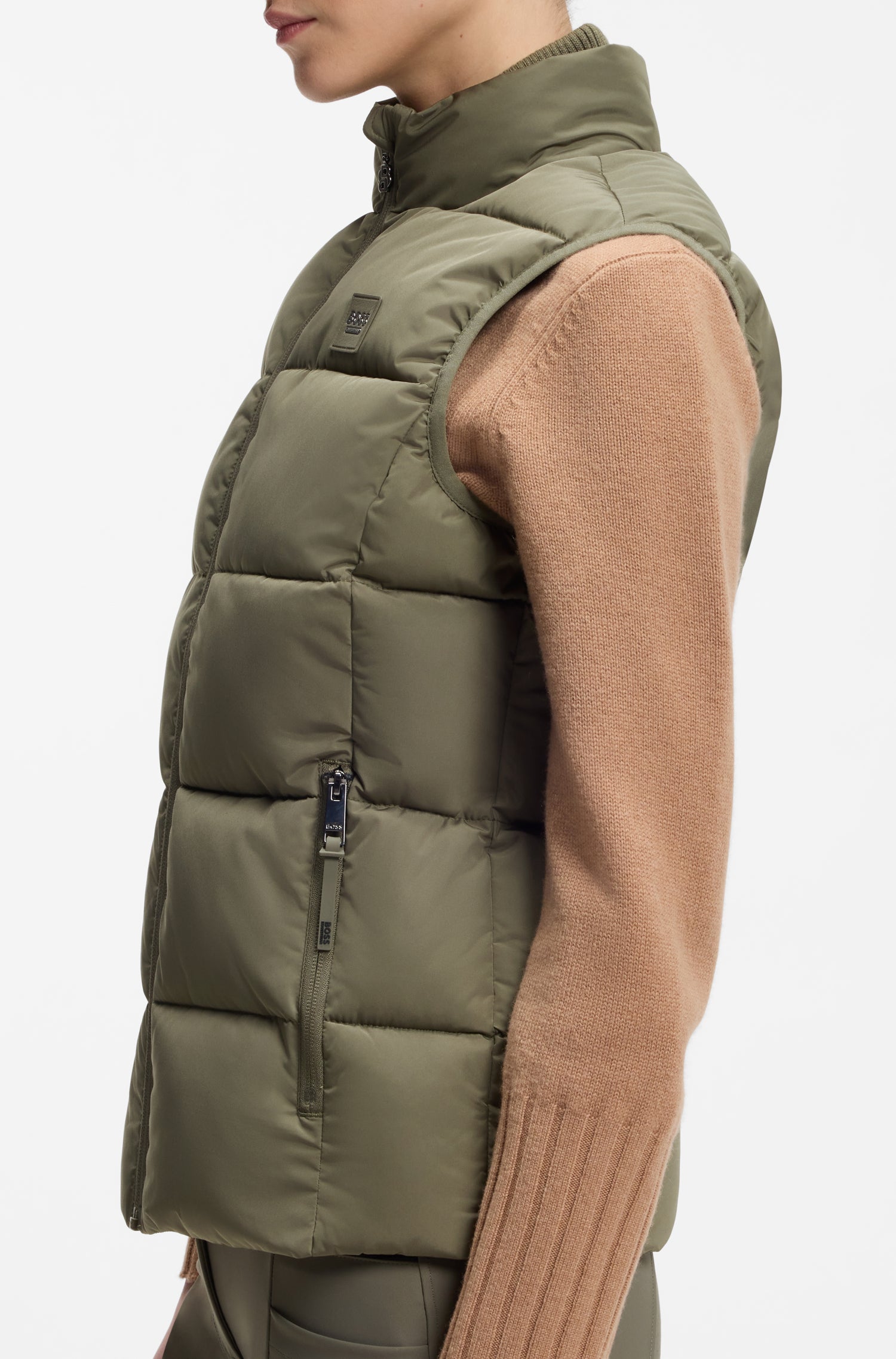 Boss Equestrian Viola Knitted Puffer Bodywarmer Dames Tealeaf