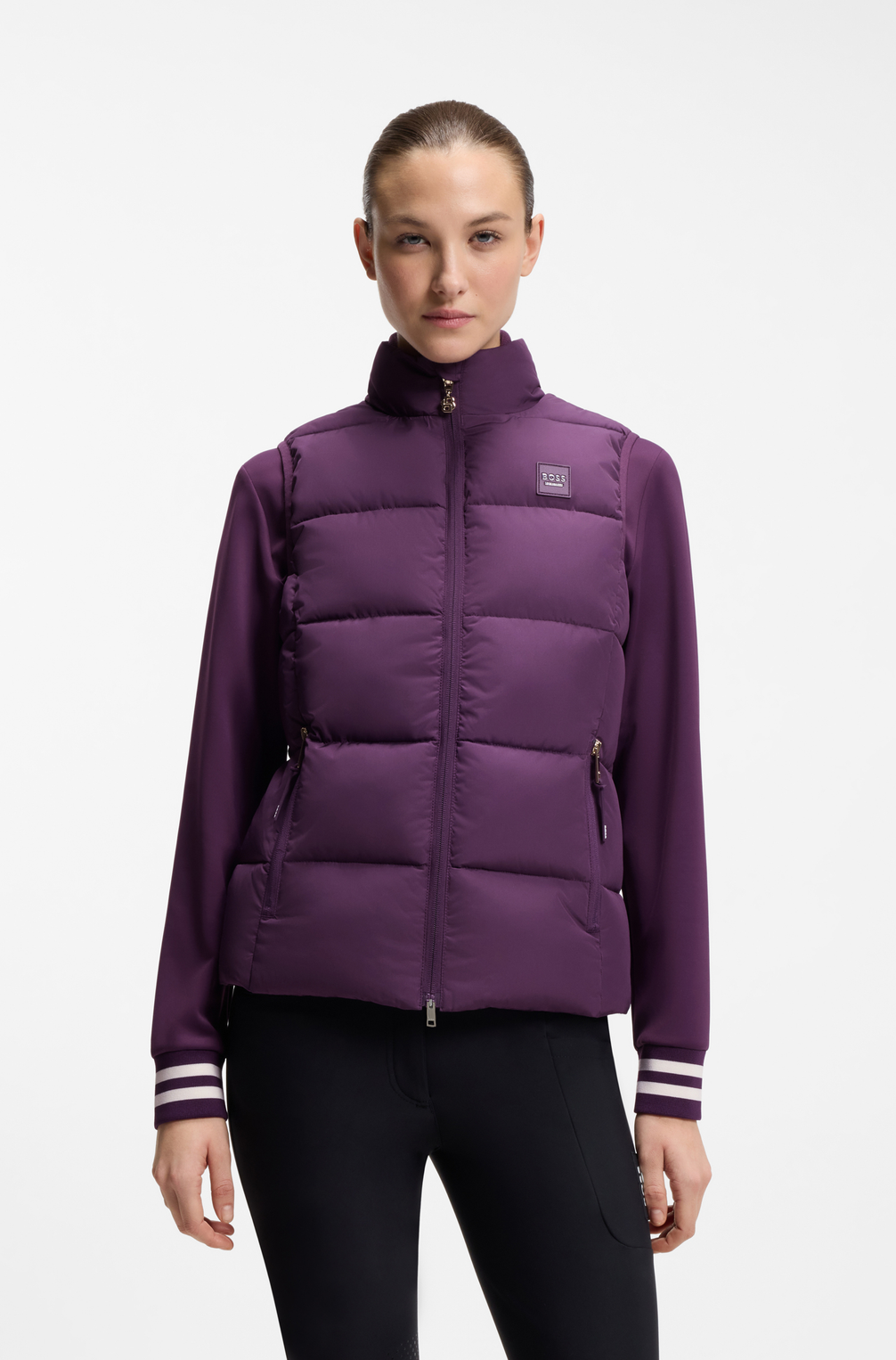 Boss Equestrian Viola Knitted Puffer Bodywarmer Dames Deep Purple