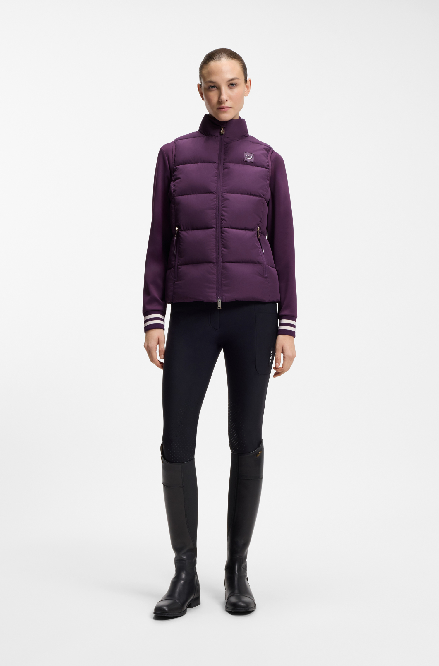 Boss Equestrian Viola Knitted Puffer Bodywarmer Dames Deep Purple