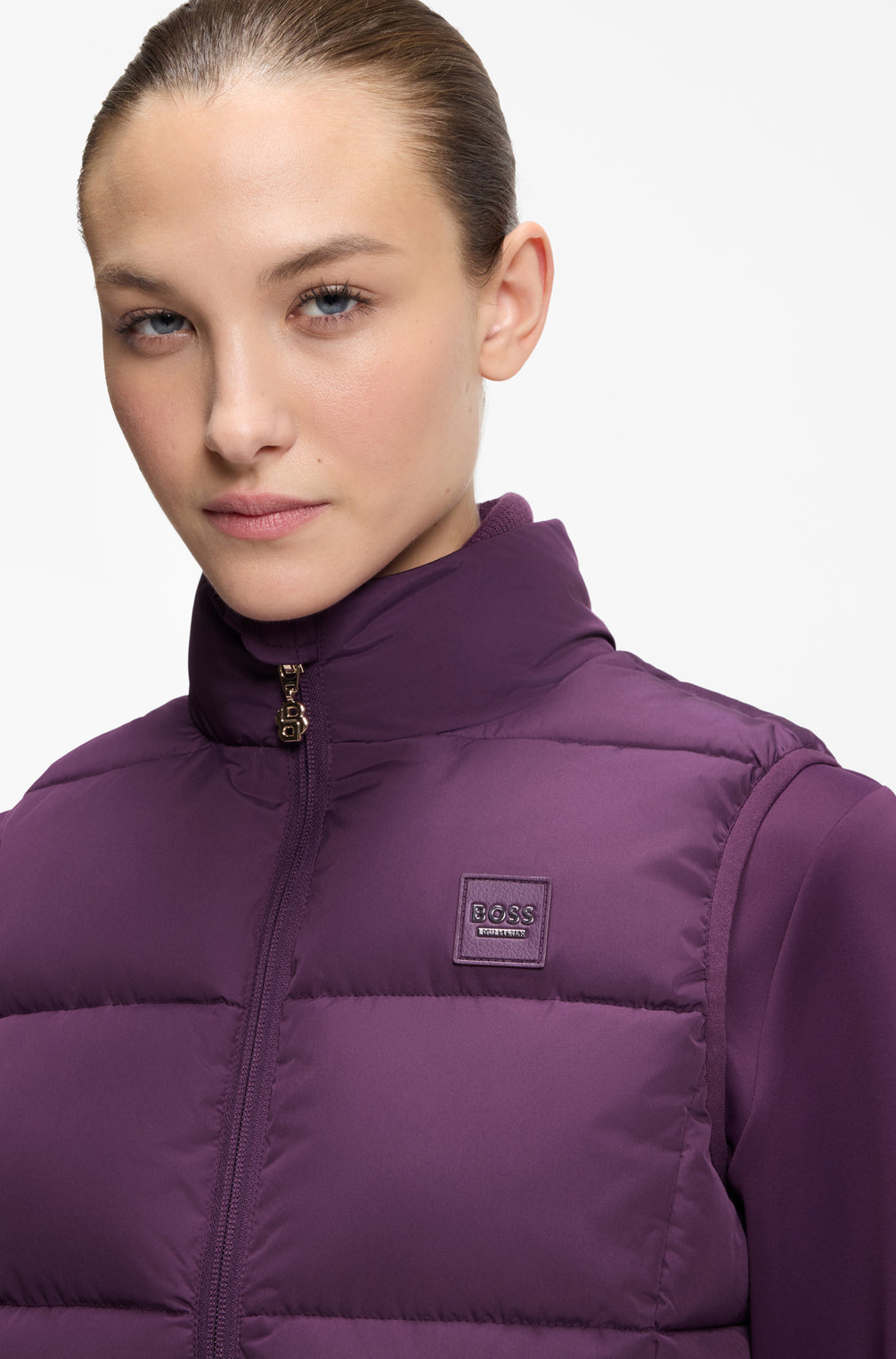 Boss Equestrian Viola Knitted Puffer Bodywarmer Dames Deep Purple