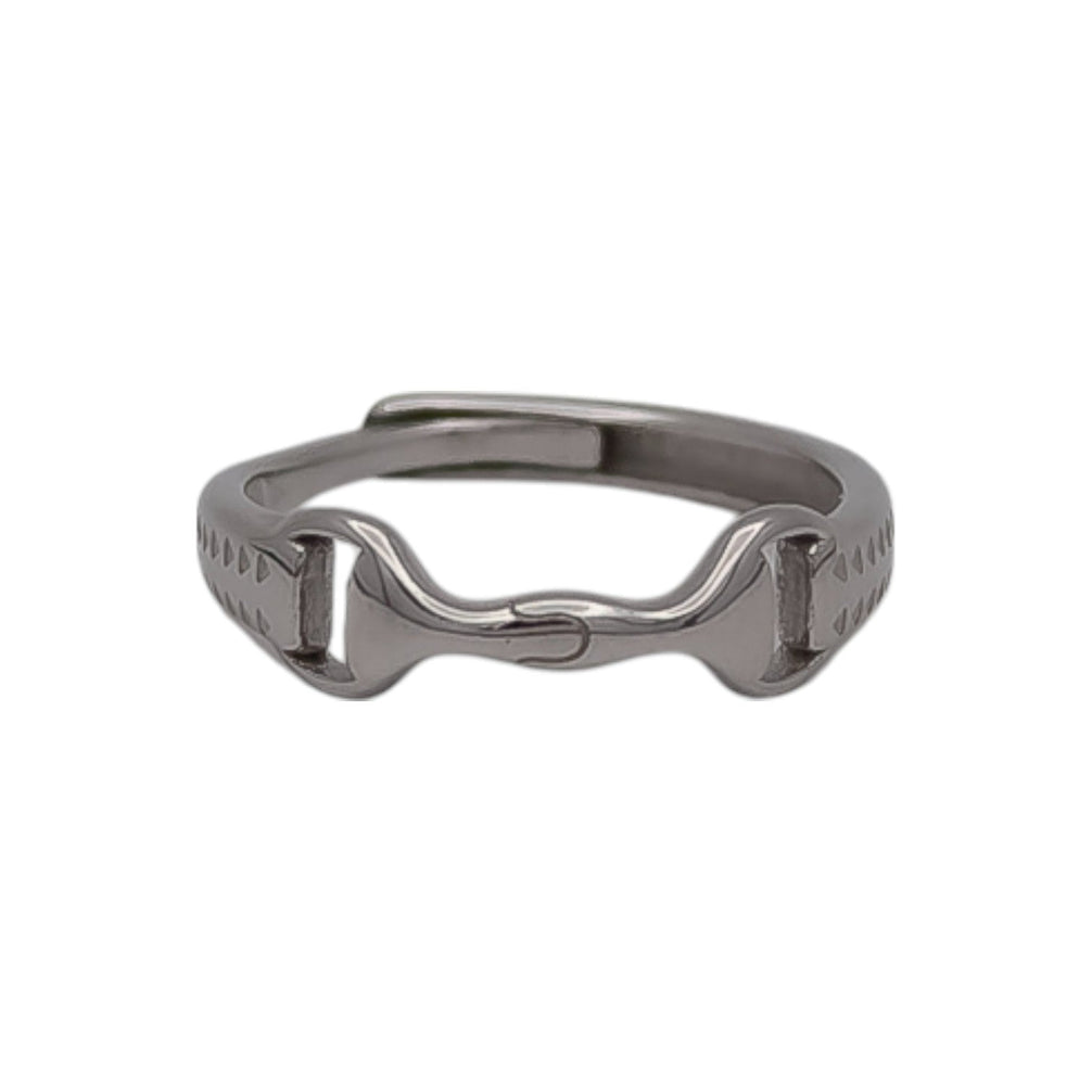 Equestrian Jewelry ring Ana met fijn bitmotief, verstelbaar, in zilver en goud