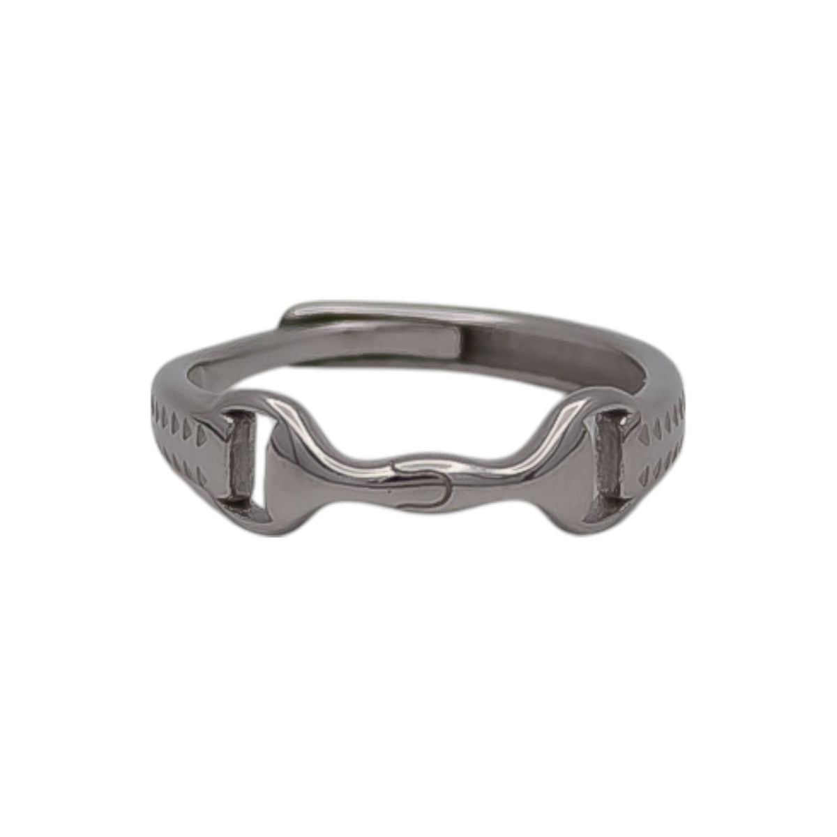 Equestrian Jewelry ring Ana met fijn bitmotief, verstelbaar, in zilver en goud