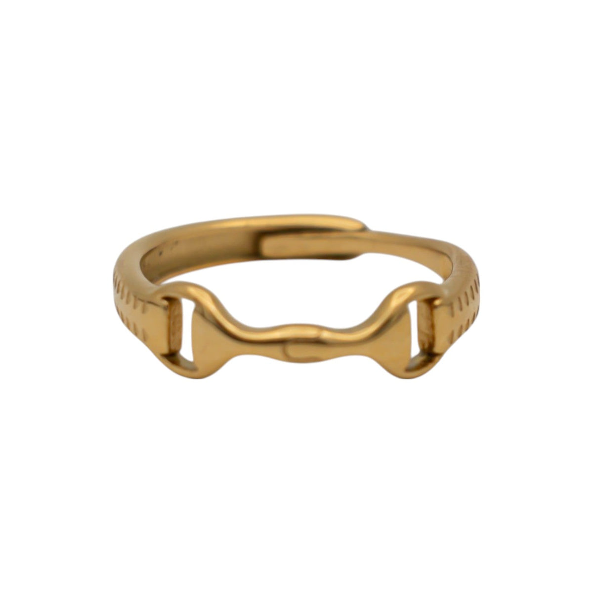 Equestrian Jewelry ring Ana met fijn bitmotief, verstelbaar, in zilver en goud