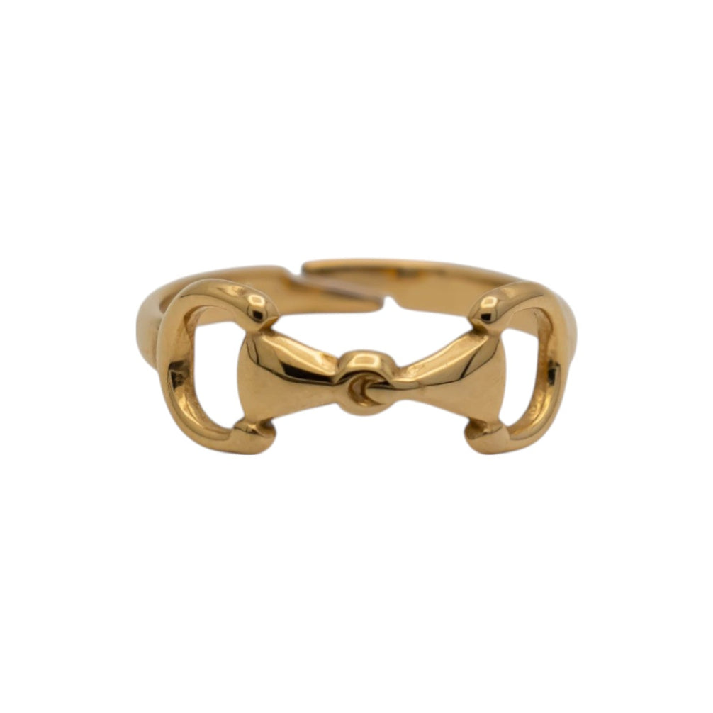 Equestrian Jewelry ring Maya met bitmotief, verstelbaar, in zilver en goud