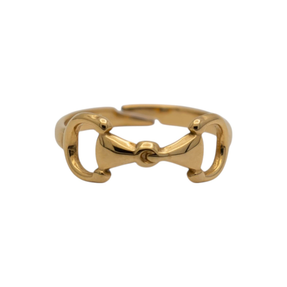 Equestrian Jewelry ring Maya met bitmotief, verstelbaar, in zilver en goud