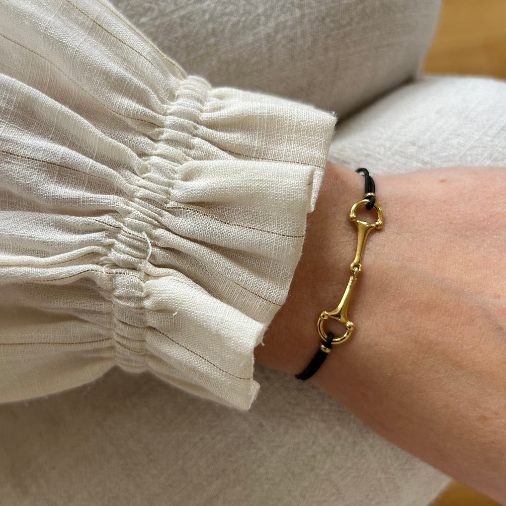Equestrian Jewelry armband Lana: dun elastisch koordje met een fijne bit in goud of zilver