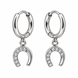 Equestrian Jewelry creolen Alix met hoefijzerhanger afgewerkt met strass-steentjes, in zilver en goud