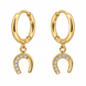 Equestrian Jewelry creolen Alix met hoefijzerhanger afgewerkt met strass-steentjes, in zilver en goud