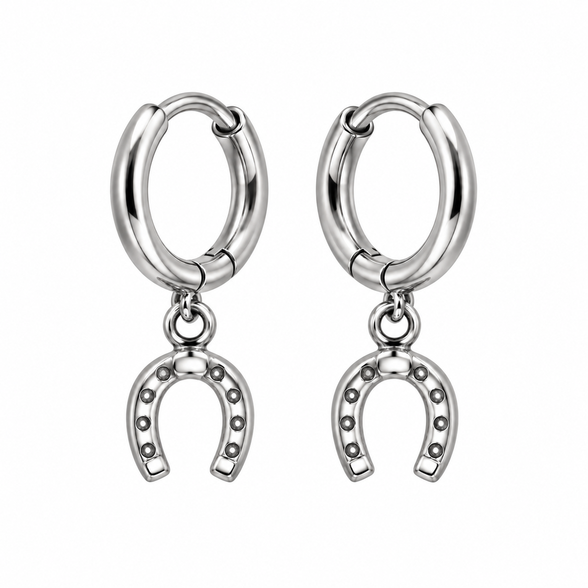 Equestrian Jewelry creolen Lili met klein hoefijzertje als hanger, in zilver en goud