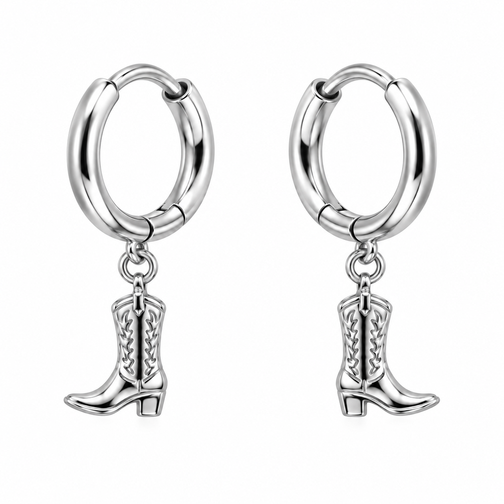 Equestrian Jewelry creolen Botty met hanger in de vorm van een rijlaars, in zilver en goud