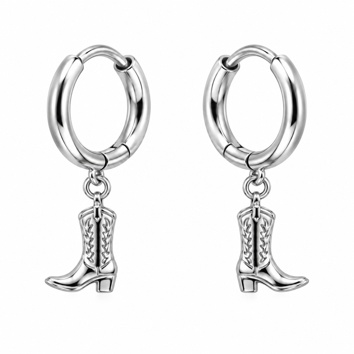 Equestrian Jewelry creolen Botty met hanger in de vorm van een rijlaars, in zilver en goud