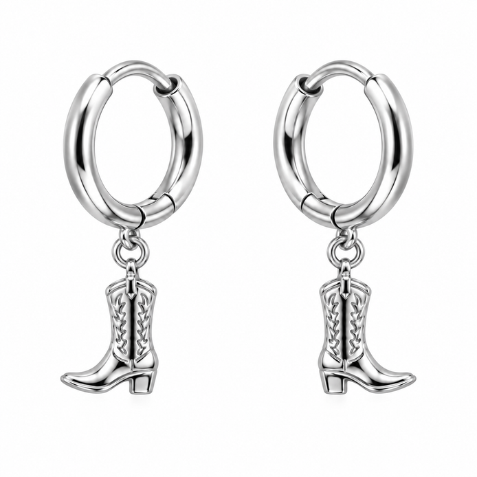 Equestrian Jewelry creolen Botty met hanger in de vorm van een rijlaars, in zilver en goud