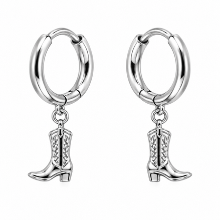 Equestrian Jewelry creolen Botty met hanger in de vorm van een rijlaars, in zilver en goud