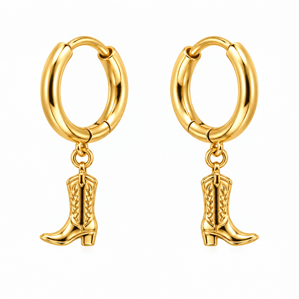 Equestrian Jewelry creolen Botty met hanger in de vorm van een rijlaars, in zilver en goud