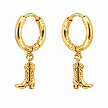 Equestrian Jewelry creolen Botty met hanger in de vorm van een rijlaars, in zilver en goud