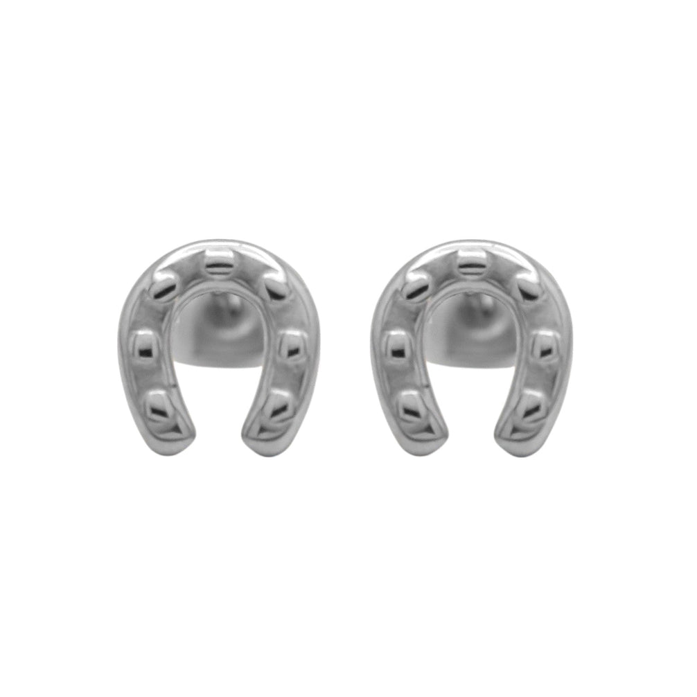 Equestrian Jewelry oorbellen Cary: kleine, eenvoudige hoefijzer-oorknopjes in zilver of goud